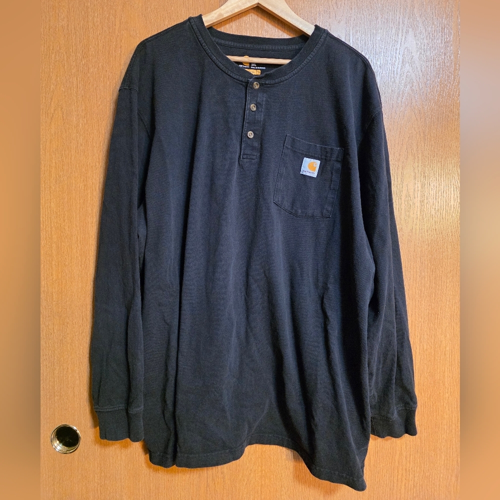 Carhartt Men's Black Long Sleeve Henley 3XL